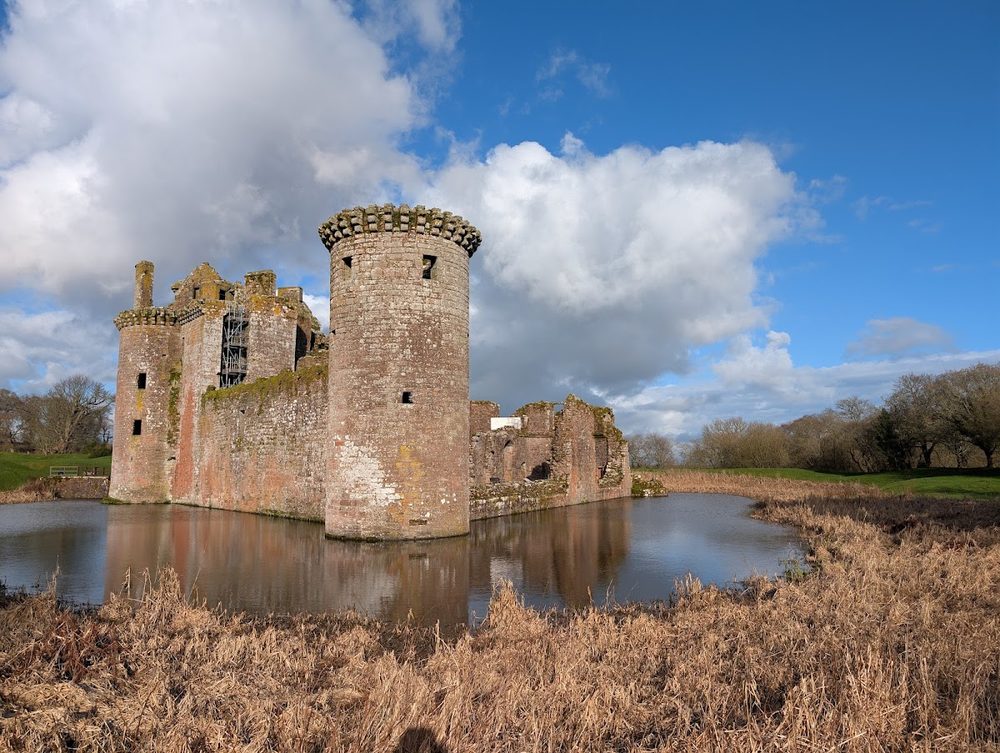 Caerlaverock Castle, Dumfries and Galloway - a triangular moated castle guarding the Solway approaches, besieged by Edward I in 1300.