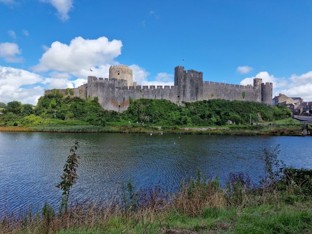 Pembroke Castle - William Marshal's great round keep of about 1200, roofed with a stone dome.